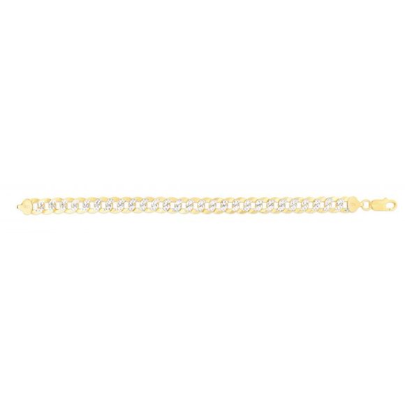 Silver Plated 8.4mm White Pave Comfort Pave Curb Chain